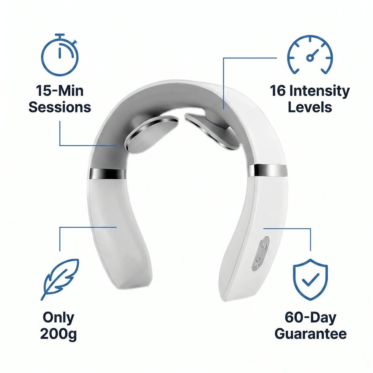 Vertebra EMS neck stimulator close-up electrode pads