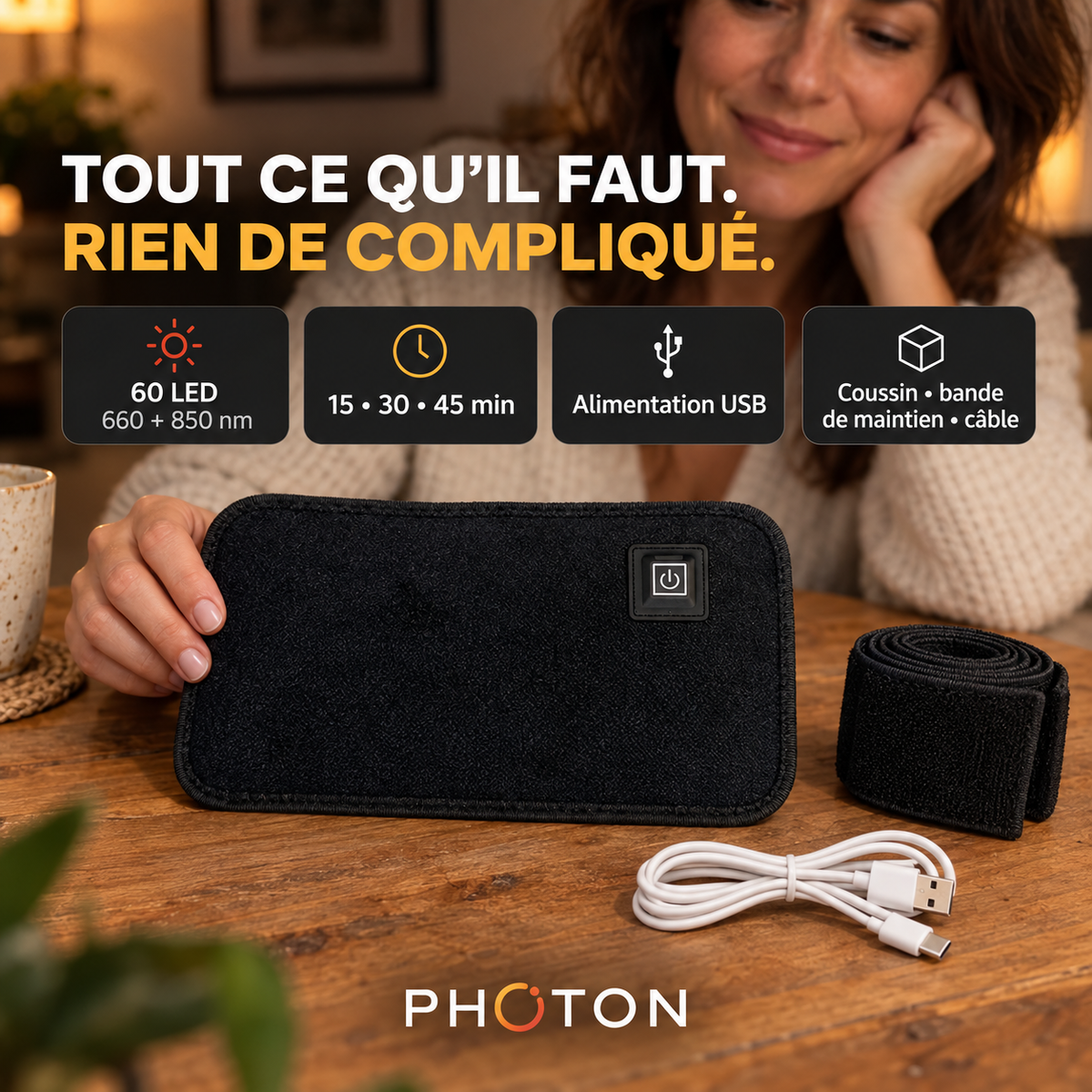 Photon Belt specs - 60 LED USB powered compact design